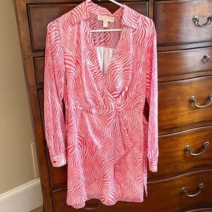 Michael Kors Pink Zebra Long Sleeve Dress